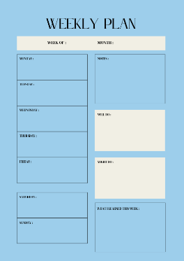 Blue simple planner