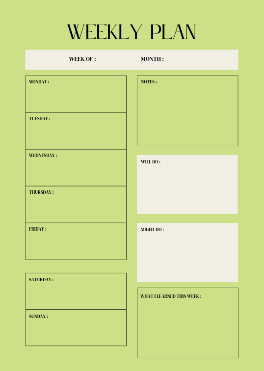 green simple planner