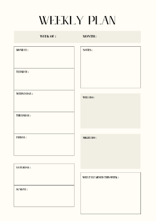 beige simple planner